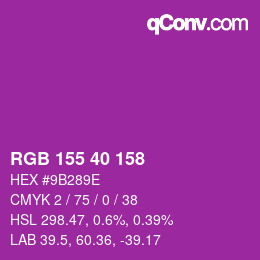 カラーコード: RGB 155 40 158 | qconv.com