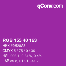 Color code: RGB 155 40 163 | qconv.com