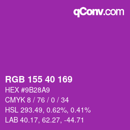 Color code: RGB 155 40 169 | qconv.com