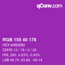 颜色代码: RGB 155 40 178 | qconv.com