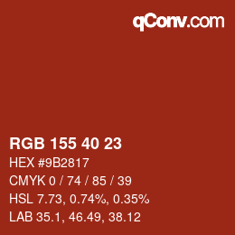 カラーコード: RGB 155 40 23 | qconv.com