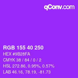 Color code: RGB 155 40 250 | qconv.com