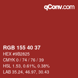 カラーコード: RGB 155 40 37 | qconv.com