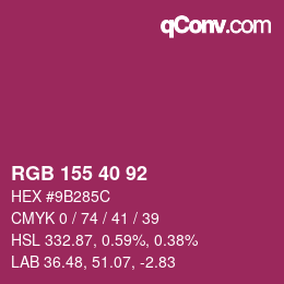 カラーコード: RGB 155 40 92 | qconv.com