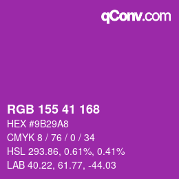 Color code: RGB 155 41 168 | qconv.com