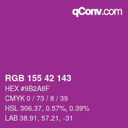 颜色代码: RGB 155 42 143 | qconv.com