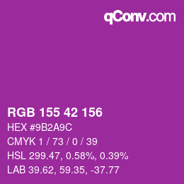 颜色代码: RGB 155 42 156 | qconv.com