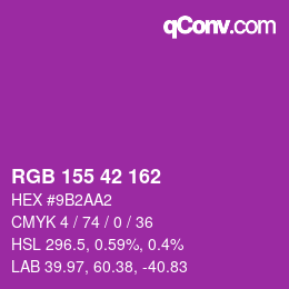 颜色代码: RGB 155 42 162 | qconv.com