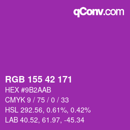 颜色代码: RGB 155 42 171 | qconv.com