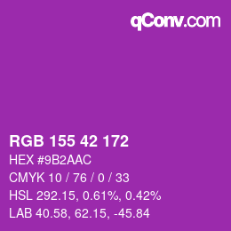 颜色代码: RGB 155 42 172 | qconv.com