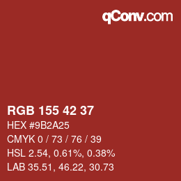 カラーコード: RGB 155 42 37 | qconv.com