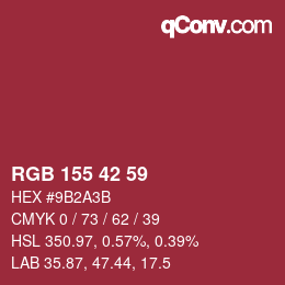 Color code: RGB 155 42 59 | qconv.com