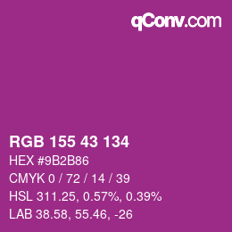 カラーコード: RGB 155 43 134 | qconv.com