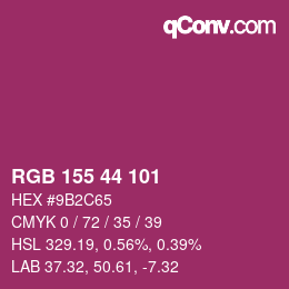 Código de color: RGB 155 44 101 | qconv.com