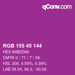 カラーコード: RGB 155 45 144 | qconv.com