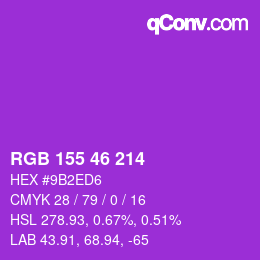 颜色代码: RGB 155 46 214 | qconv.com