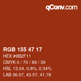 Color code: RGB 155 47 17 | qconv.com