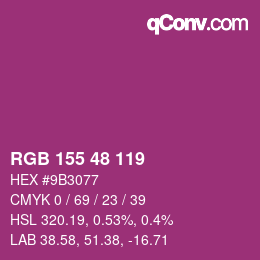 カラーコード: RGB 155 48 119 | qconv.com