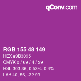 Color code: RGB 155 48 149 | qconv.com