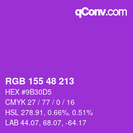 Color code: RGB 155 48 213 | qconv.com