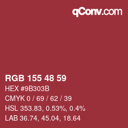 カラーコード: RGB 155 48 59 | qconv.com
