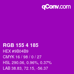 颜色代码: RGB 155 4 185 | qconv.com