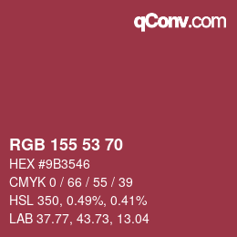 カラーコード: RGB 155 53 70 | qconv.com