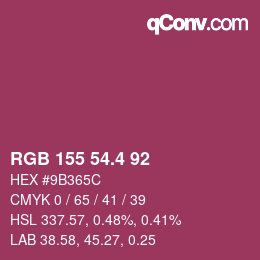カラーコード: RGB 155 54.4 92 | qconv.com
