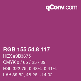 カラーコード: RGB 155 54.8 117 | qconv.com