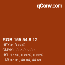 カラーコード: RGB 155 54.8 12 | qconv.com