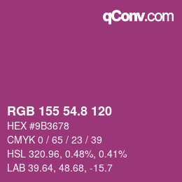カラーコード: RGB 155 54.8 120 | qconv.com