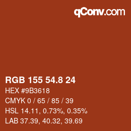 カラーコード: RGB 155 54.8 24 | qconv.com