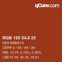 カラーコード: RGB 155 54.8 25 | qconv.com