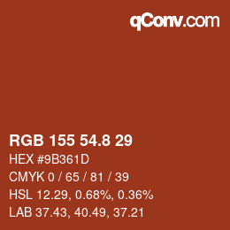 カラーコード: RGB 155 54.8 29 | qconv.com