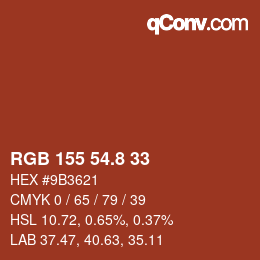 カラーコード: RGB 155 54.8 33 | qconv.com