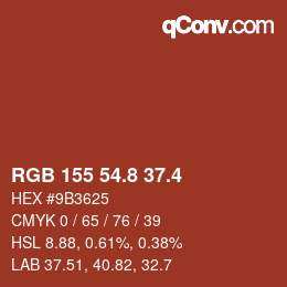 カラーコード: RGB 155 54.8 37.4 | qconv.com