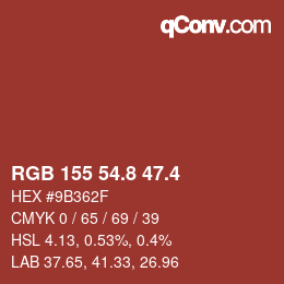 カラーコード: RGB 155 54.8 47.4 | qconv.com
