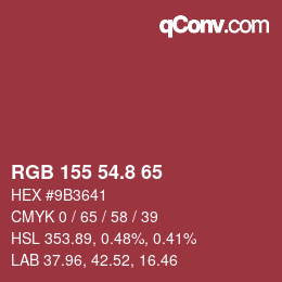 カラーコード: RGB 155 54.8 65 | qconv.com