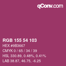 Color code: RGB 155 54 103 | qconv.com