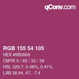 颜色代码: RGB 155 54 105 | qconv.com