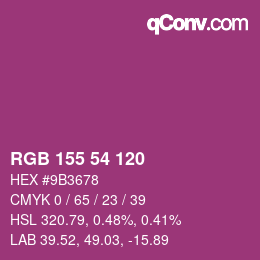 颜色代码: RGB 155 54 120 | qconv.com