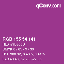 颜色代码: RGB 155 54 141 | qconv.com
