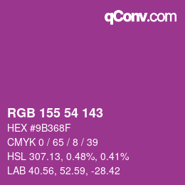 颜色代码: RGB 155 54 143 | qconv.com