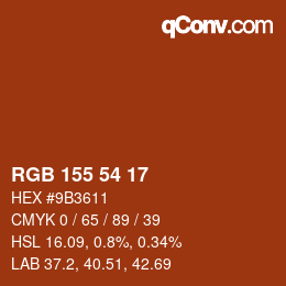 Color code: RGB 155 54 17 | qconv.com