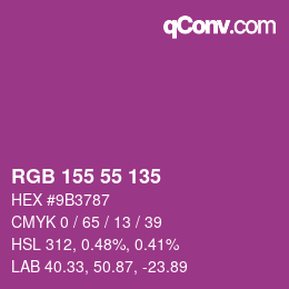 カラーコード: RGB 155 55 135 | qconv.com