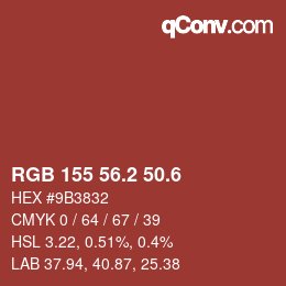 カラーコード: RGB 155 56.2 50.6 | qconv.com