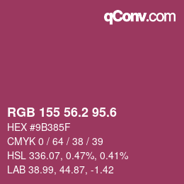 カラーコード: RGB 155 56.2 95.6 | qconv.com