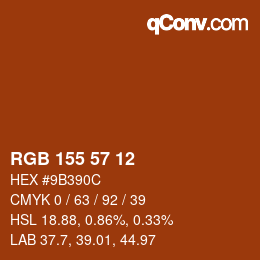 カラーコード: RGB 155 57 12 | qconv.com