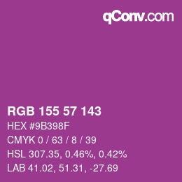 カラーコード: RGB 155 57 143 | qconv.com