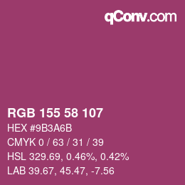 Color code: RGB 155 58 107 | qconv.com